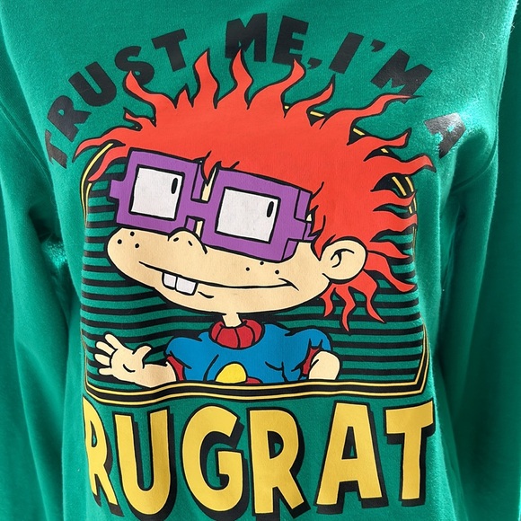 “Trust Me, I’m A Rugrat” Green Long Sleeve Sweatshirt Nickelodeon Large Vintage - Picture 3 of 12